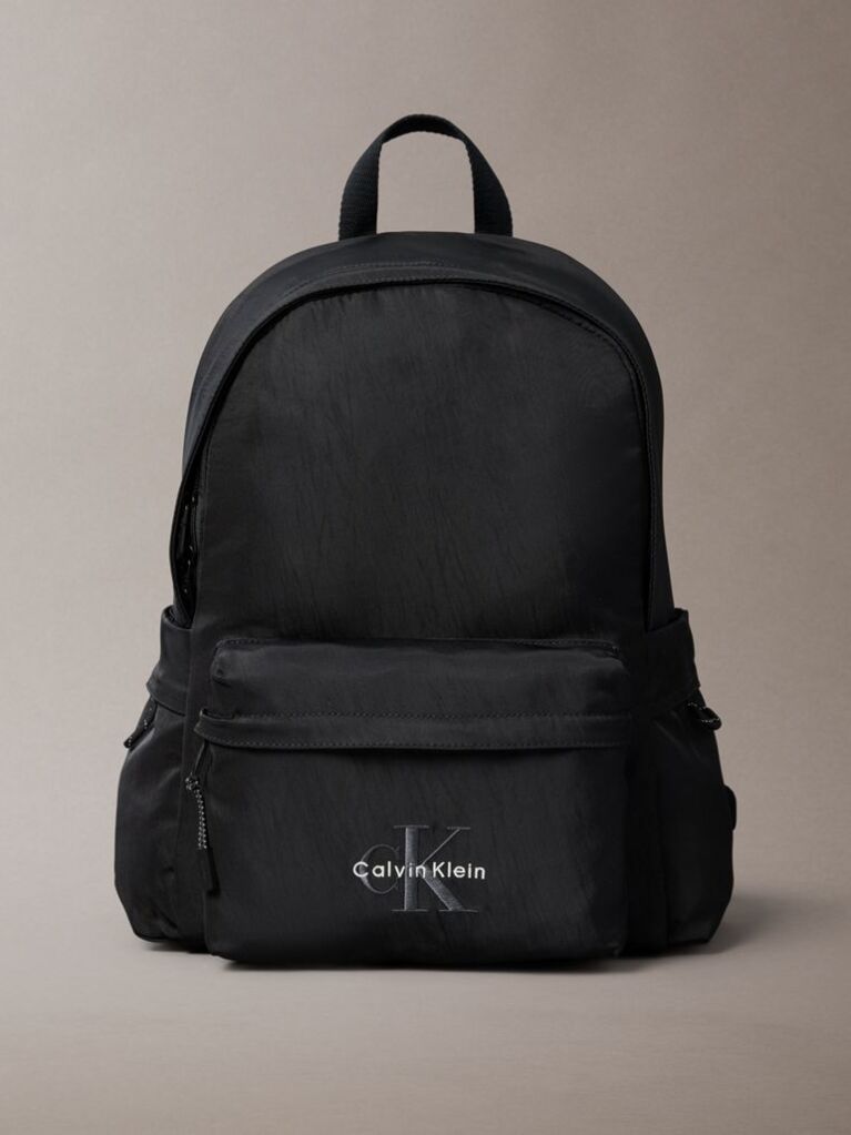 Black Monogram Logo Backpack  Men