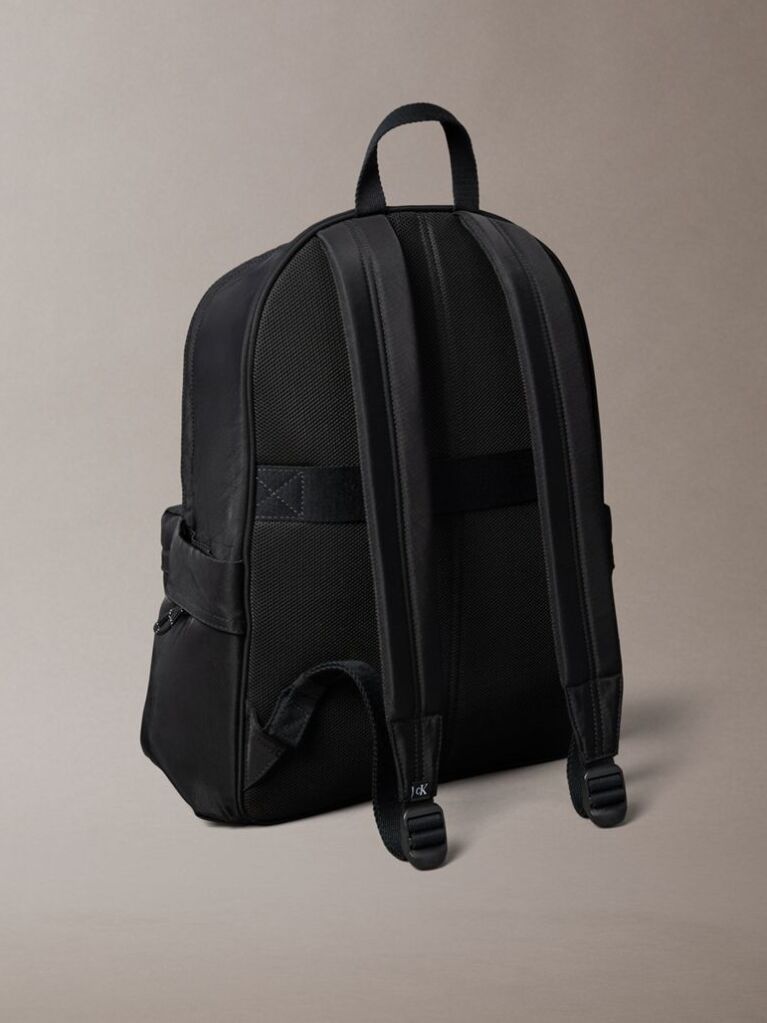 Black Monogram Logo Backpack  Men