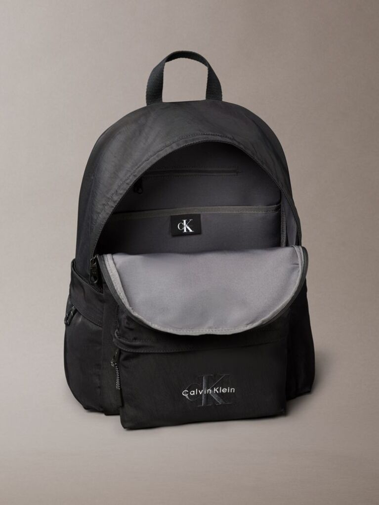 Black Monogram Logo Backpack  Men