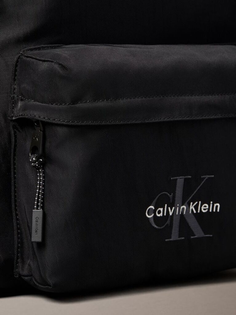 Black Monogram Logo Backpack  Men