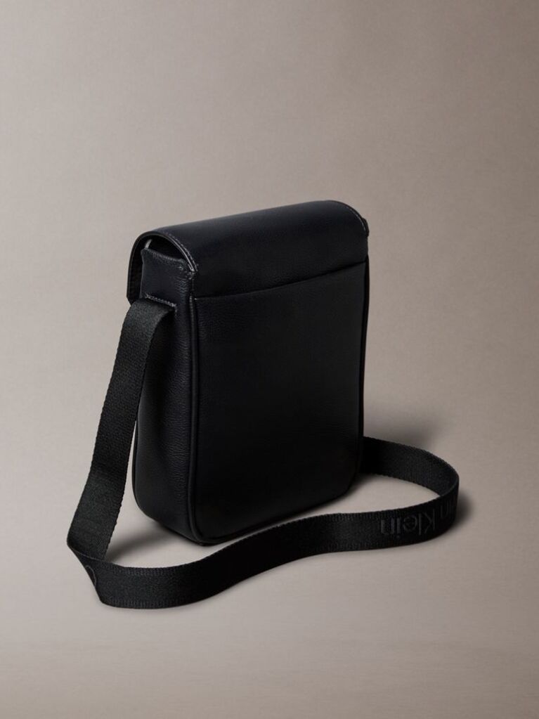 Black Cargo Flap Reporter Bag  Men