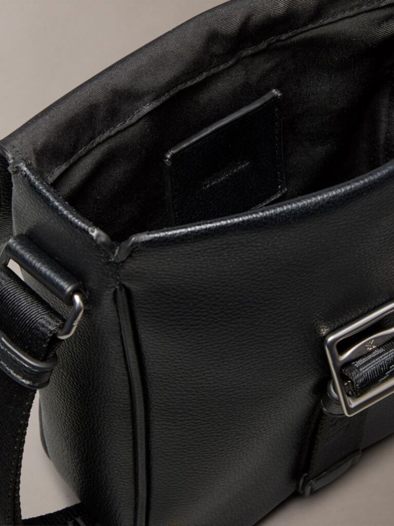 Black Cargo Flap Reporter Bag  Men