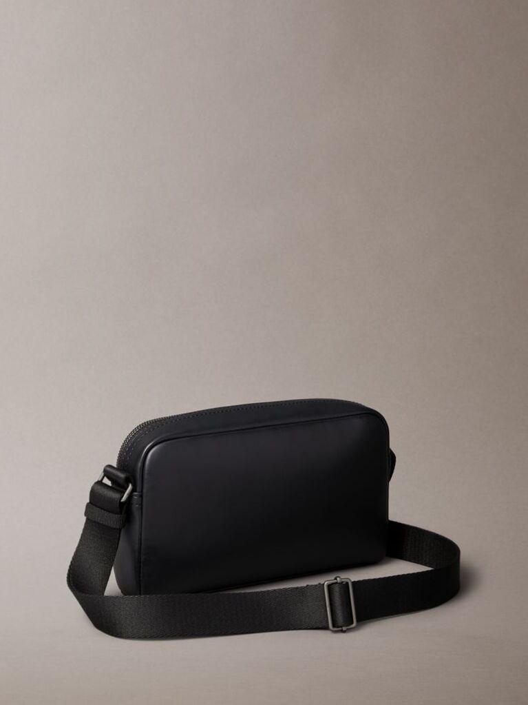 Black Embossed Monogram Logo Camera Bag  Men