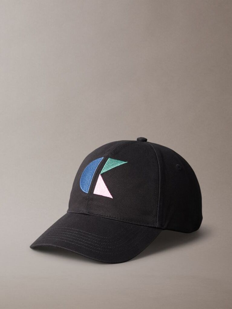 Black Graphic Cotton Cap  Men
