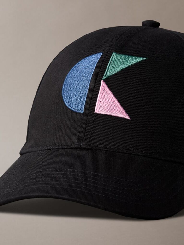 Black Graphic Cotton Cap  Men