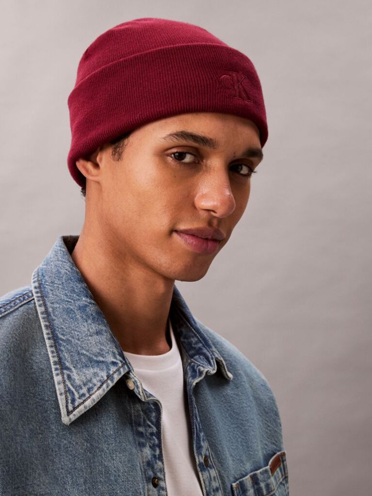 Red Signature Logo Beanie  Men