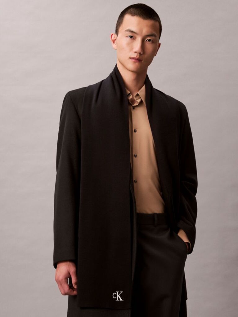 Black Signature Logo Scarf  Men