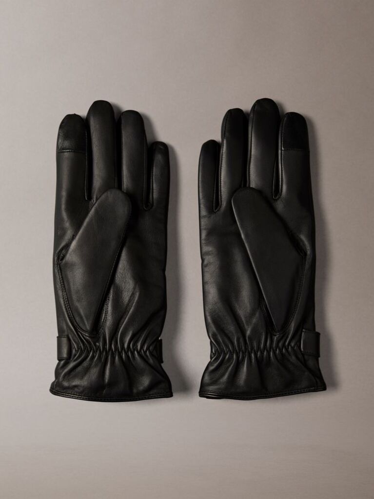 Black Soft Nappa Leather Touchscreen Gloves  Men