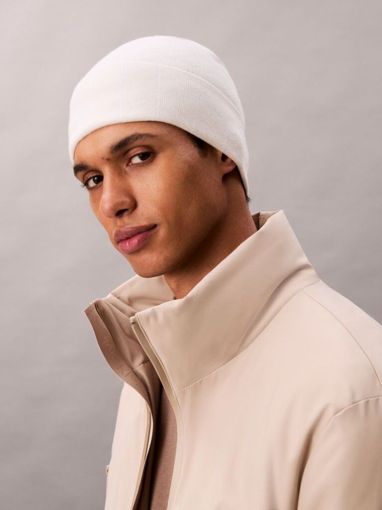 Beige Emblem Logo Beanie  Men
