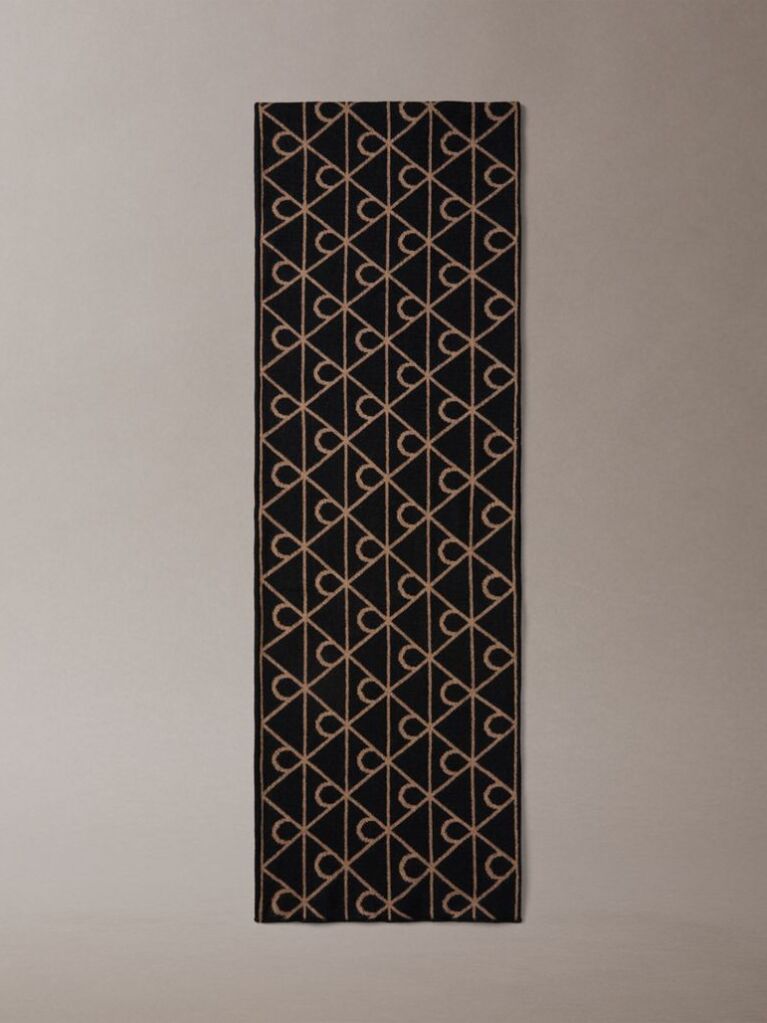 Black Reversible Wool Cashmere Blend Scarf  Men