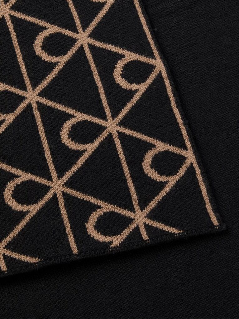 Black Reversible Wool Cashmere Blend Scarf  Men
