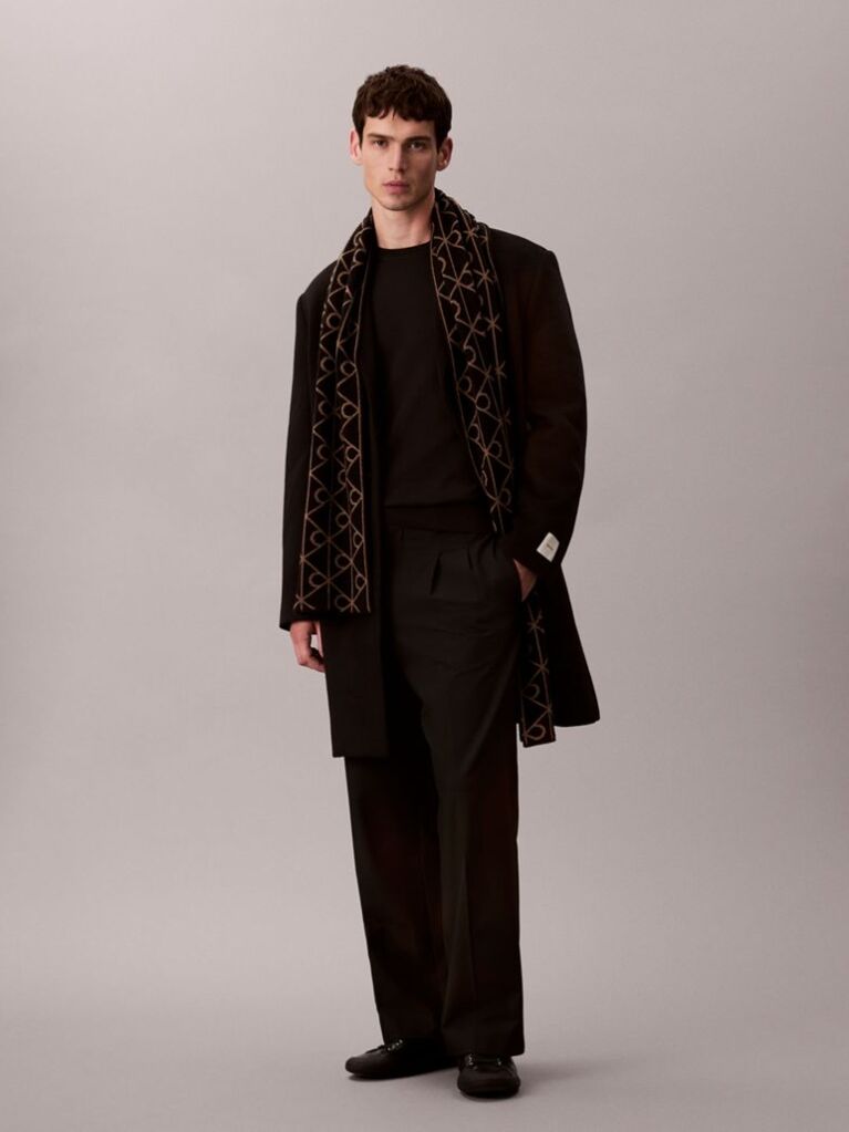 Black Reversible Wool Cashmere Blend Scarf  Men