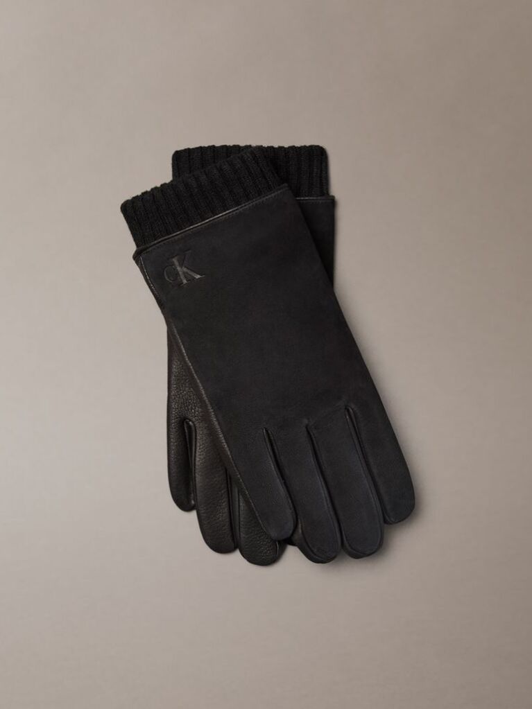 Black Soft Leather Touchscreen Gloves  Men