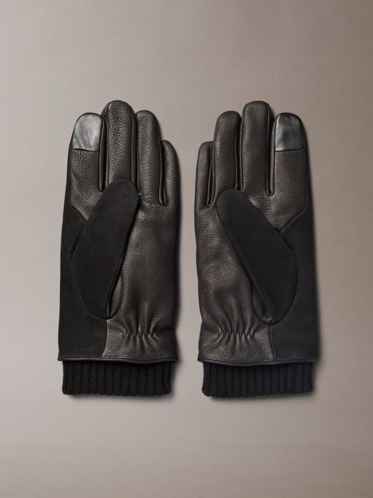 Black Soft Leather Touchscreen Gloves  Men