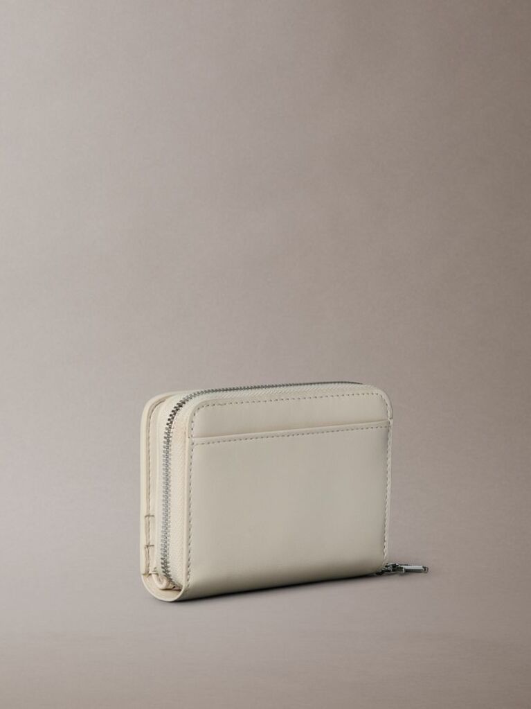 White Leather Medium Zip Wallet  Women