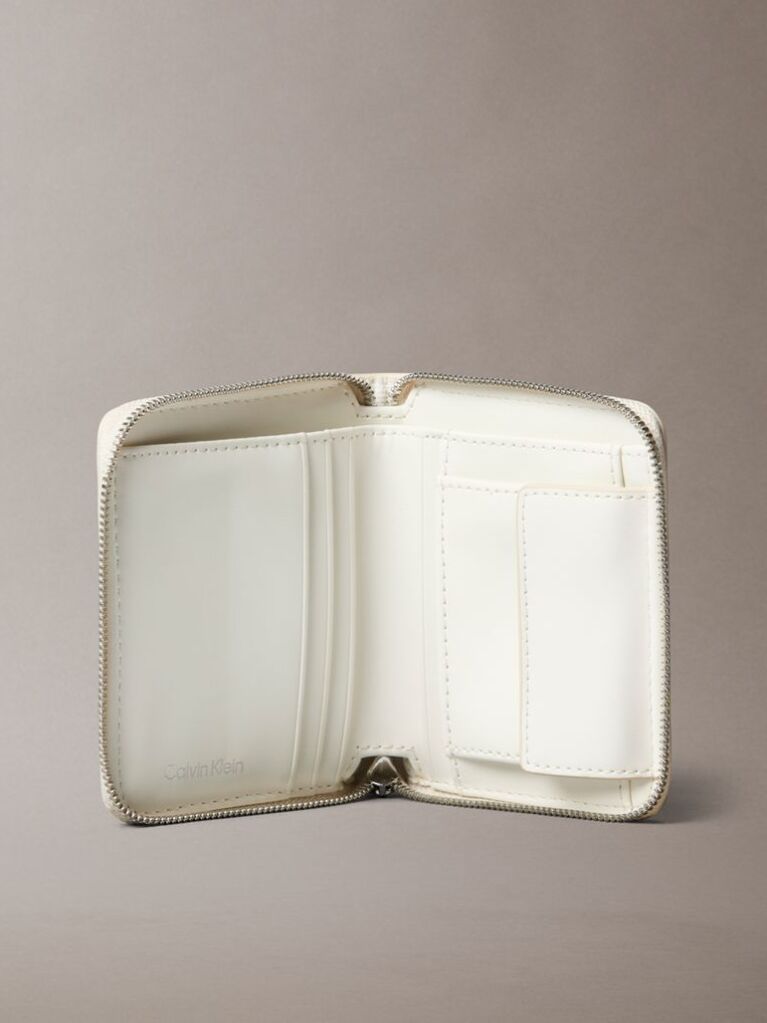 White Allover Monogram Square Zip Wallet  Women
