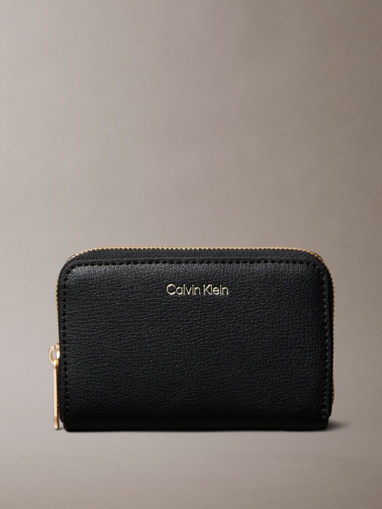 Black Foil Logo Square Zip Wallet  Women