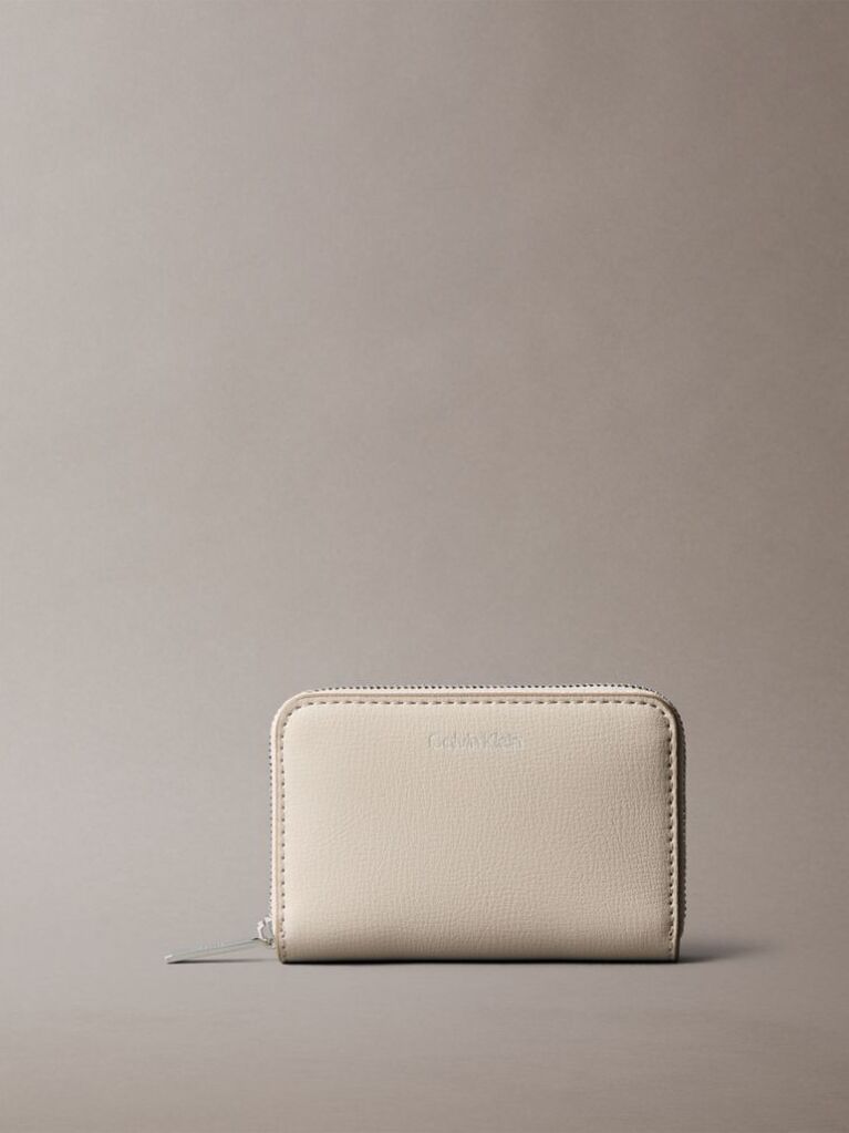 Beige Foil Logo Square Zip Wallet  Women