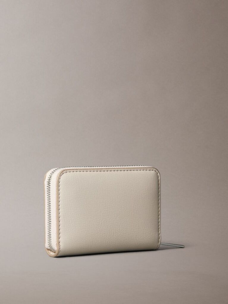 Beige Foil Logo Square Zip Wallet  Women