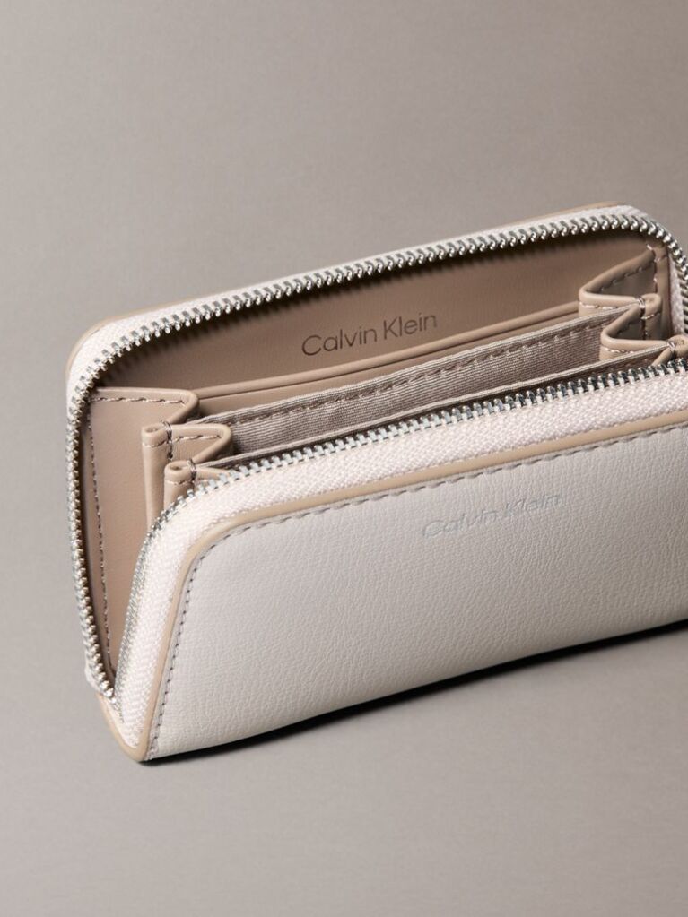 Beige Foil Logo Square Zip Wallet  Women
