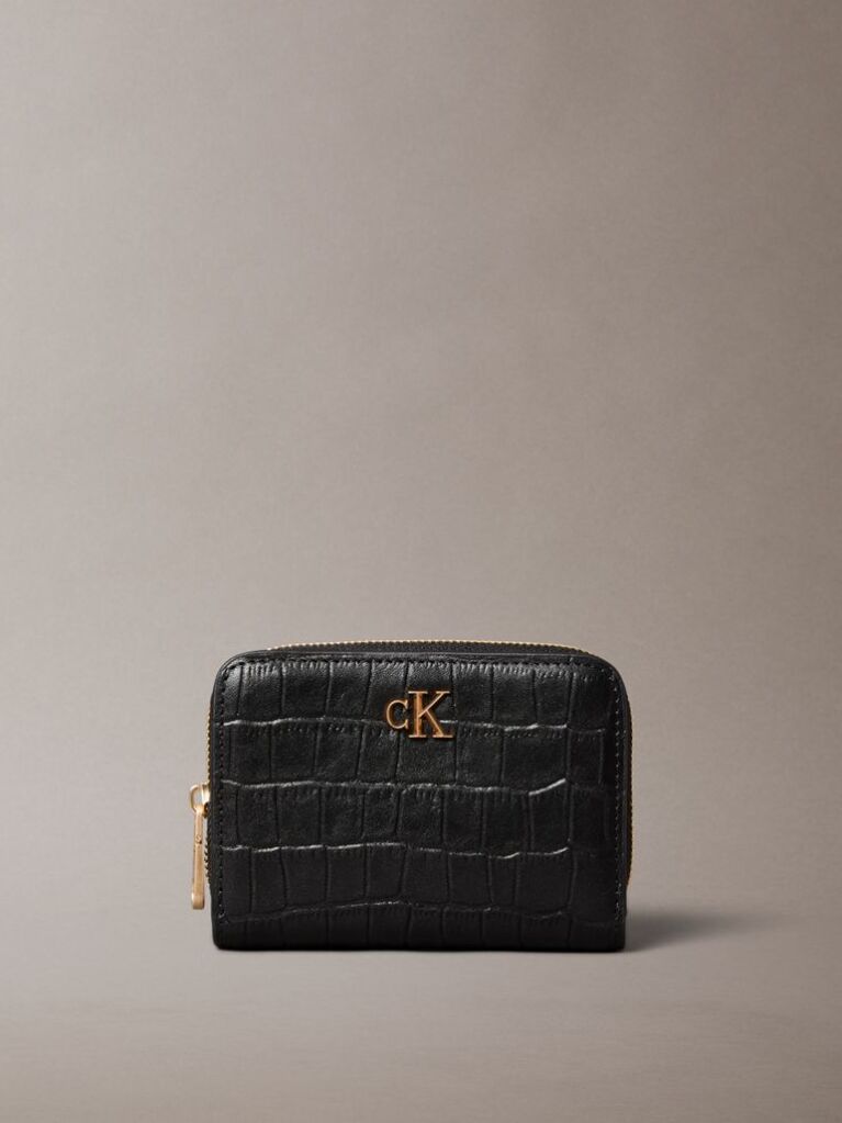 Black Leather Croc-Effect RFID Wallet  Women
