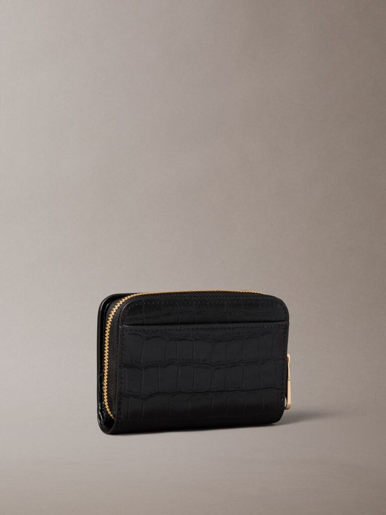 Black Leather Croc-Effect RFID Wallet  Women