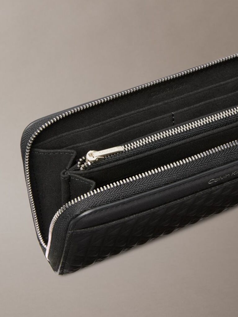Black Long Zip Around Wallet  Women