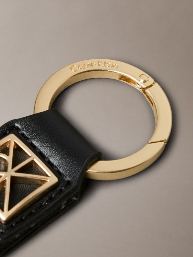 Black Allover Monogram Logo Key Fob  Women