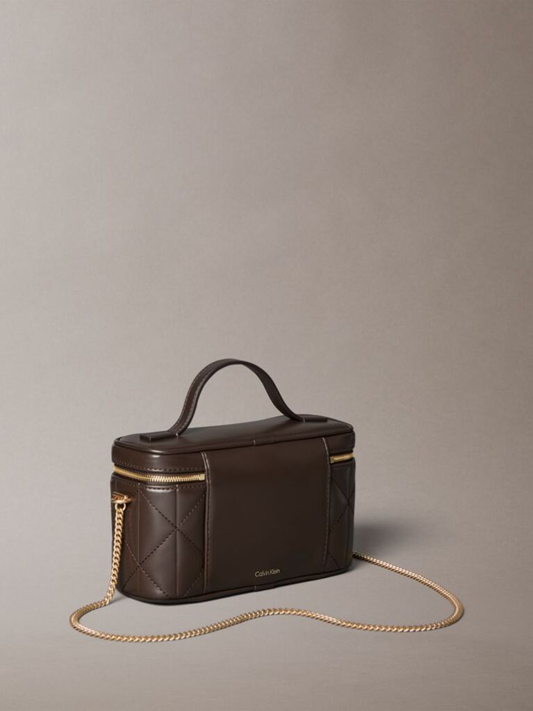 Brown Quilted Beauty Case  Women