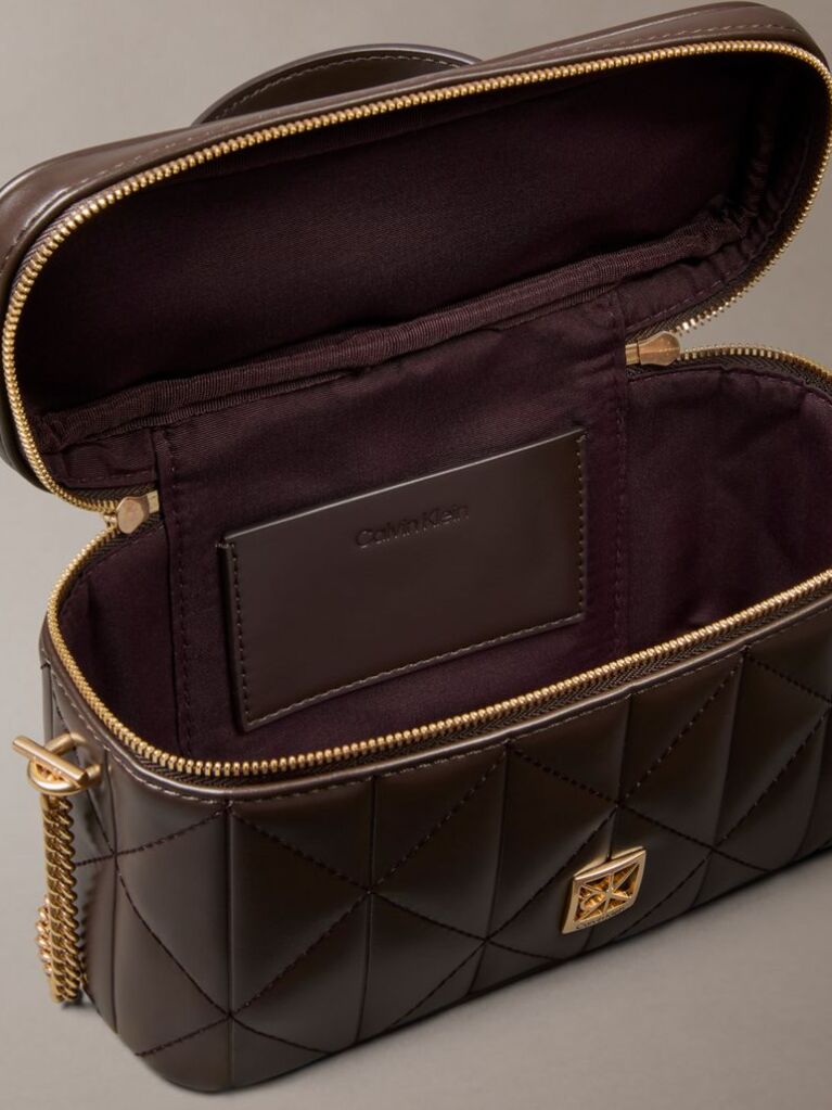 Brown Quilted Beauty Case  Women