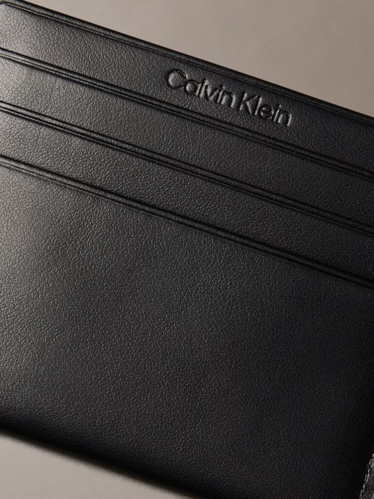 Black Leather RFID Monogram Cardholder  Women