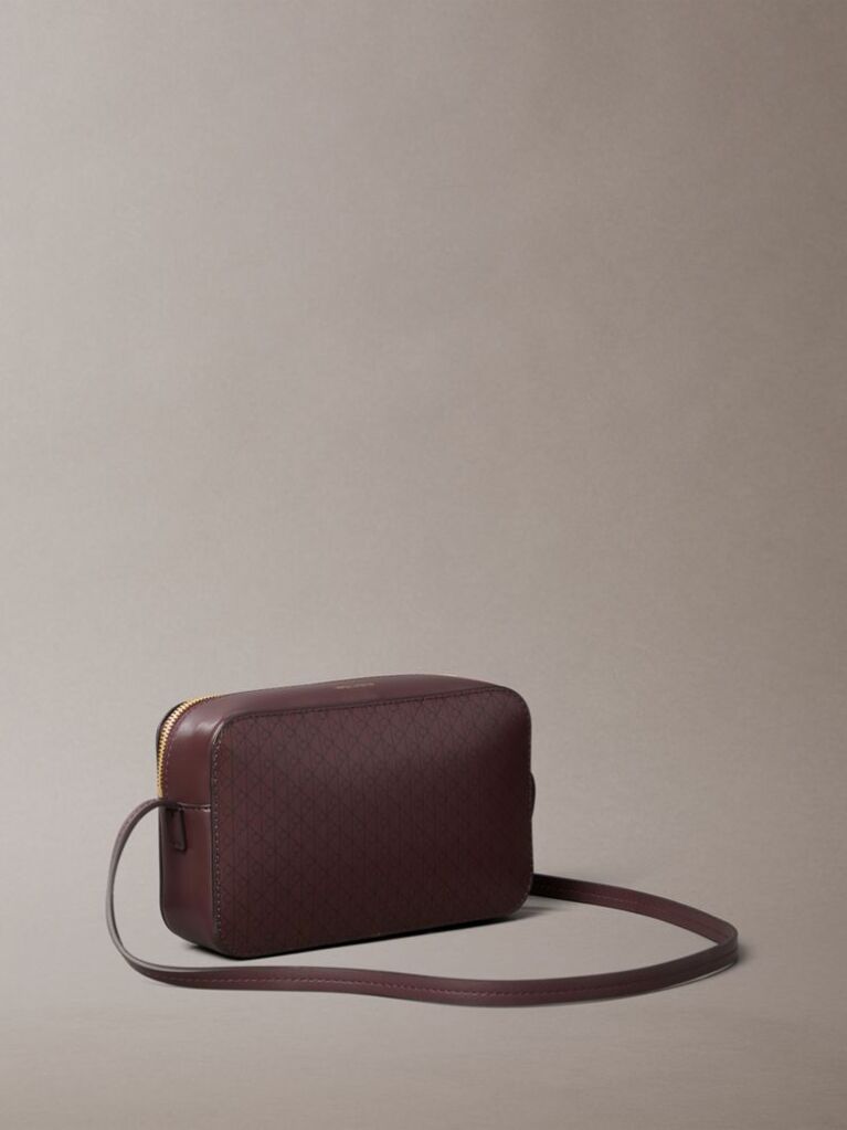 Red Allover Monogram Logo Camera Bag  Women