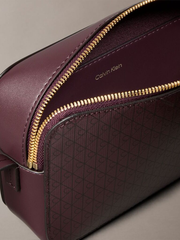 Red Allover Monogram Logo Camera Bag  Women
