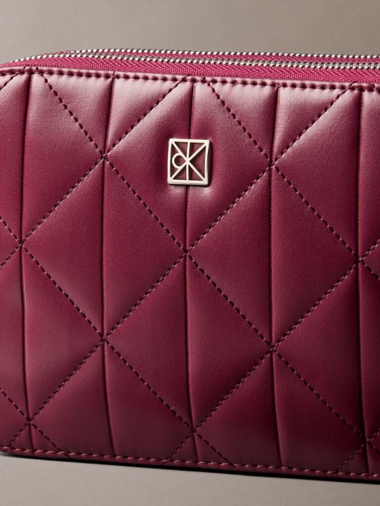 Pink Quilted Emblem Logo Double Zip Camera Bag  Women