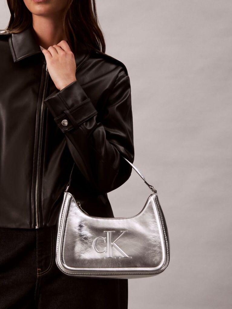 Denim Bold Monogram Metallic Shoulder Bag  Women