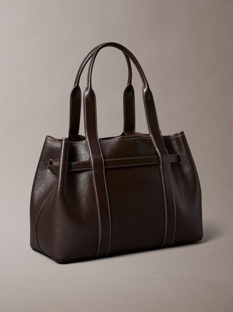 Brown Buckle Laptop Tote Bag  Women