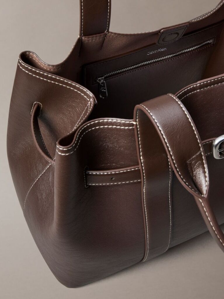 Brown Buckle Laptop Tote Bag  Women