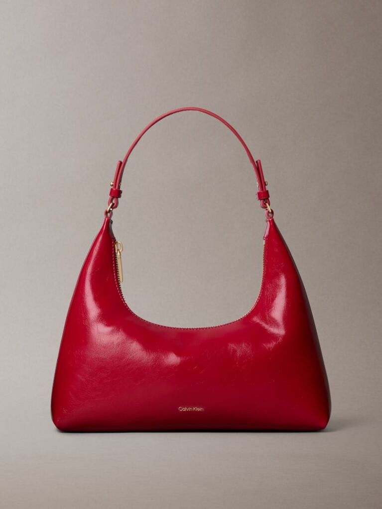 Red Glossy Logo Convertible Shoulder Bag  Women