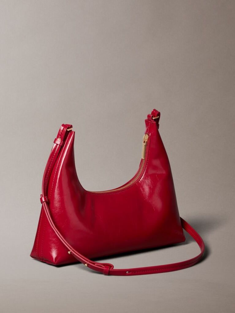 Red Glossy Logo Convertible Shoulder Bag  Women
