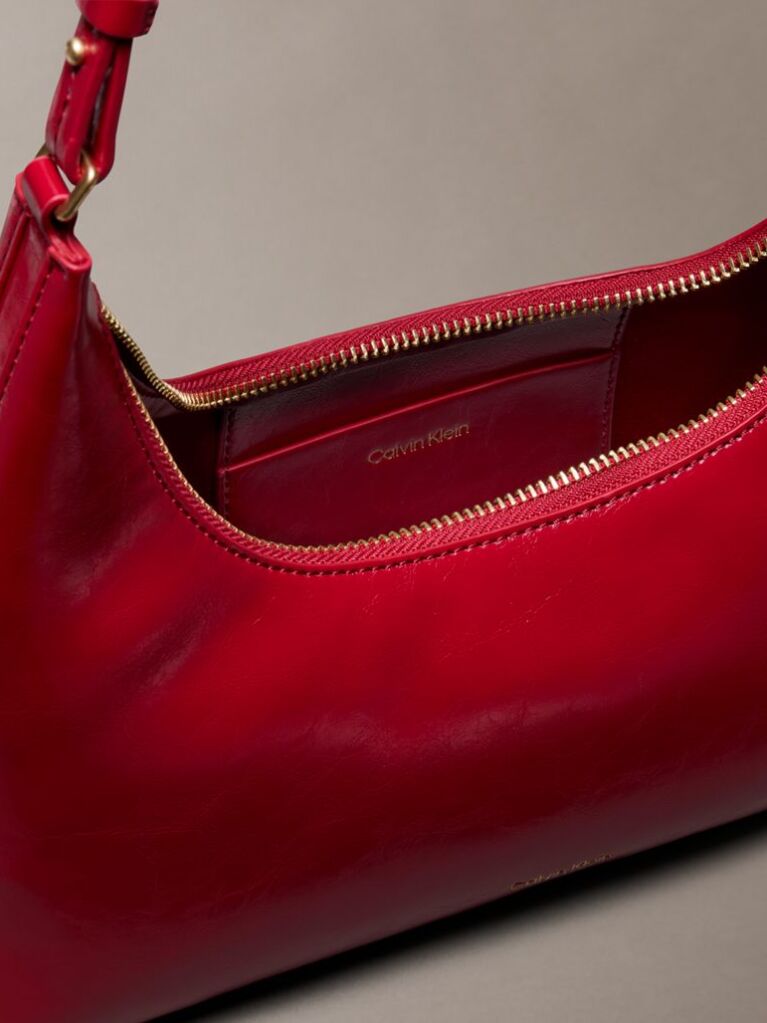 Red Glossy Logo Convertible Shoulder Bag  Women