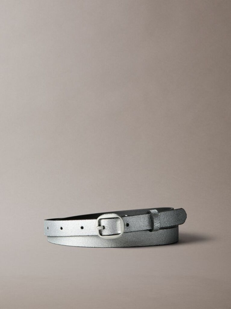Silver Leather Round Buckle Belt  Women