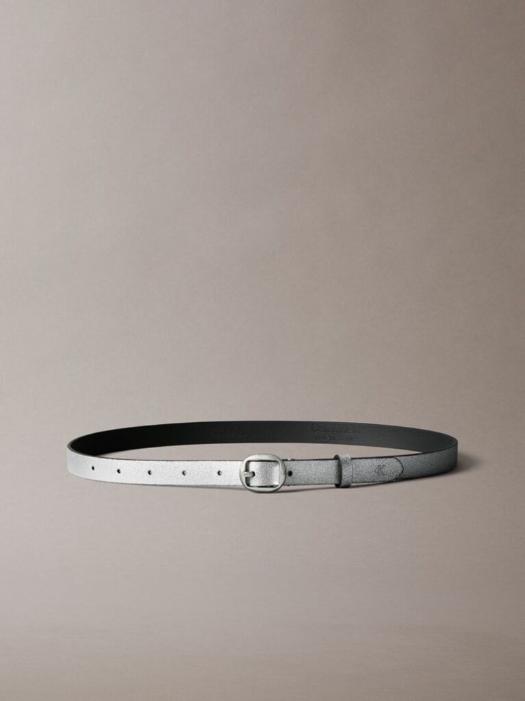 Silver Leather Round Buckle Belt  Women