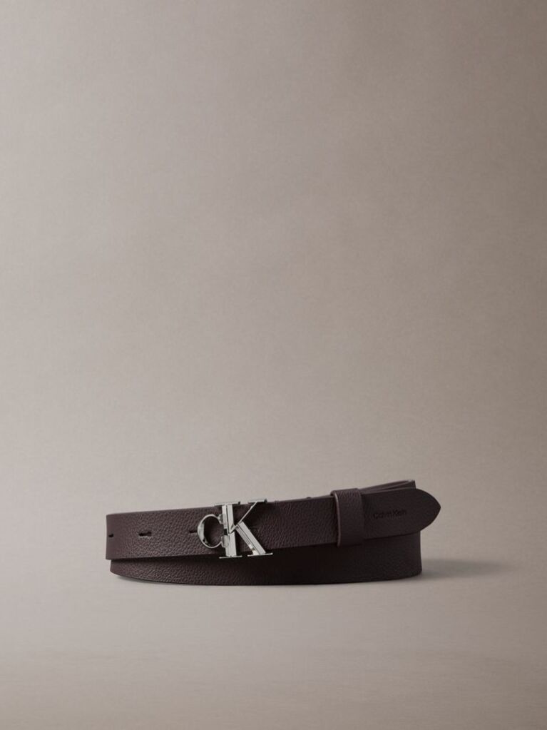 Καφέ Ζώνη Από Δέρμα Micropebble Και Μονόγραμμα Αγκράφα  Γυναίκα
