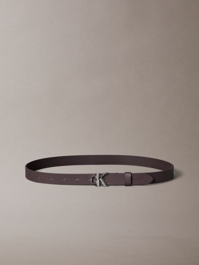 Καφέ Ζώνη Από Δέρμα Micropebble Και Μονόγραμμα Αγκράφα  Γυναίκα