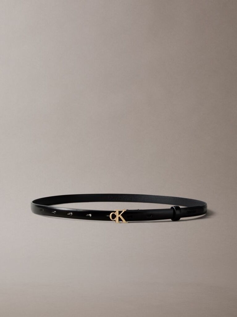 Black CK Monogram Buckle Leather Belt  Women