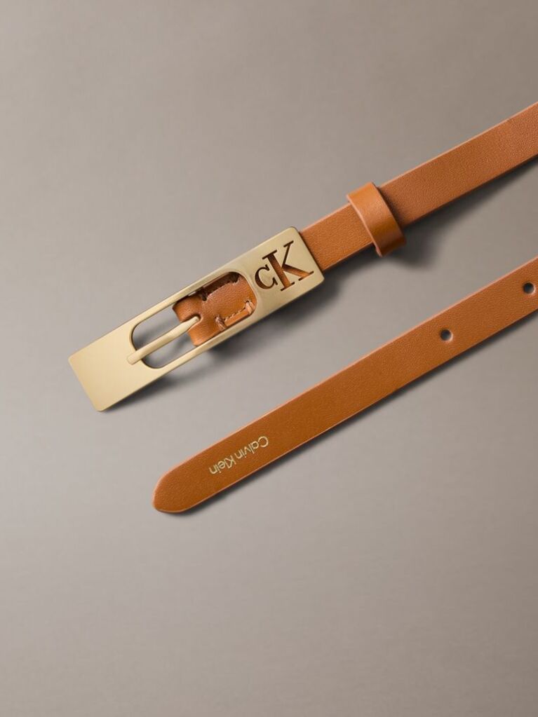 Καφέ Δερμάτινη Ζώνη Με Αγκράφα CK Monogram  Γυναίκα