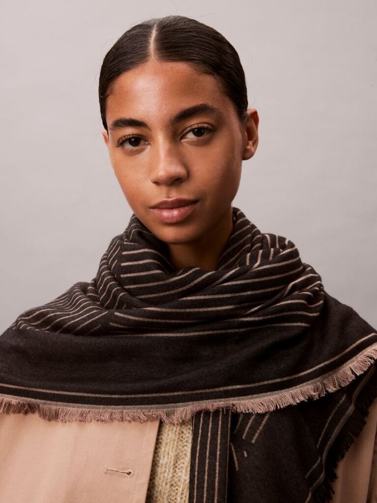 Black Emblem Logo Graphic Scarf  Women