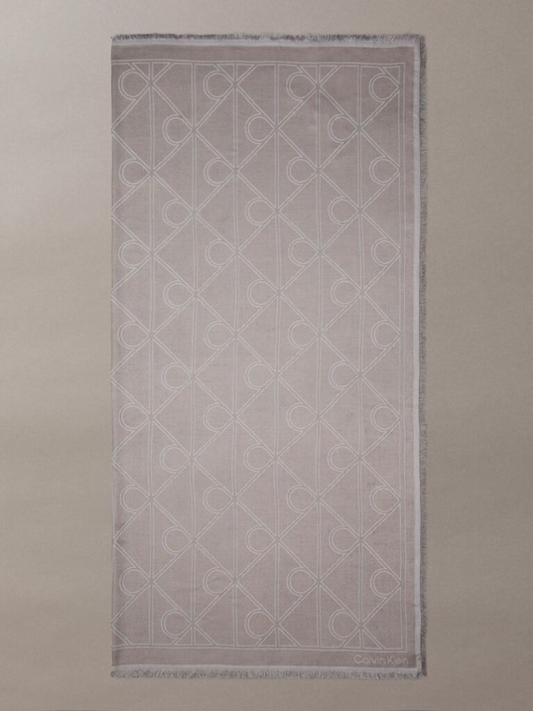 Beige Allover Emblem Logo Square Scarf  Women
