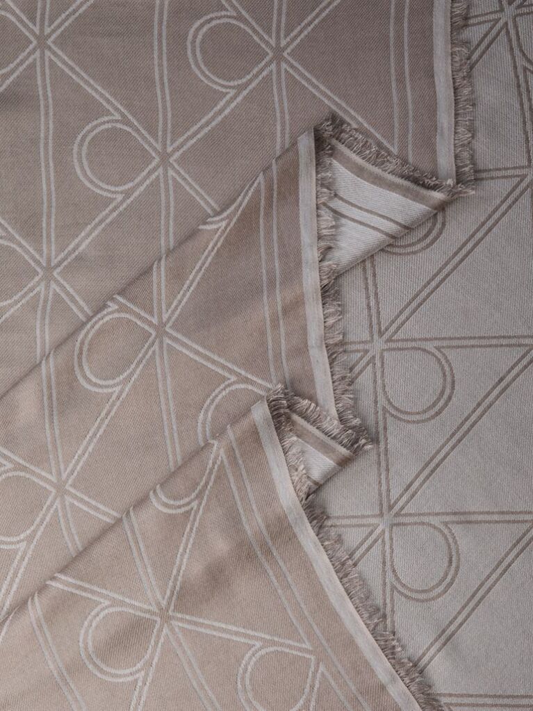 Beige Allover Emblem Logo Square Scarf  Women