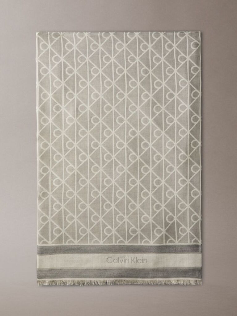 Blue Emblem Jacquard Square Modal Scarf  Women